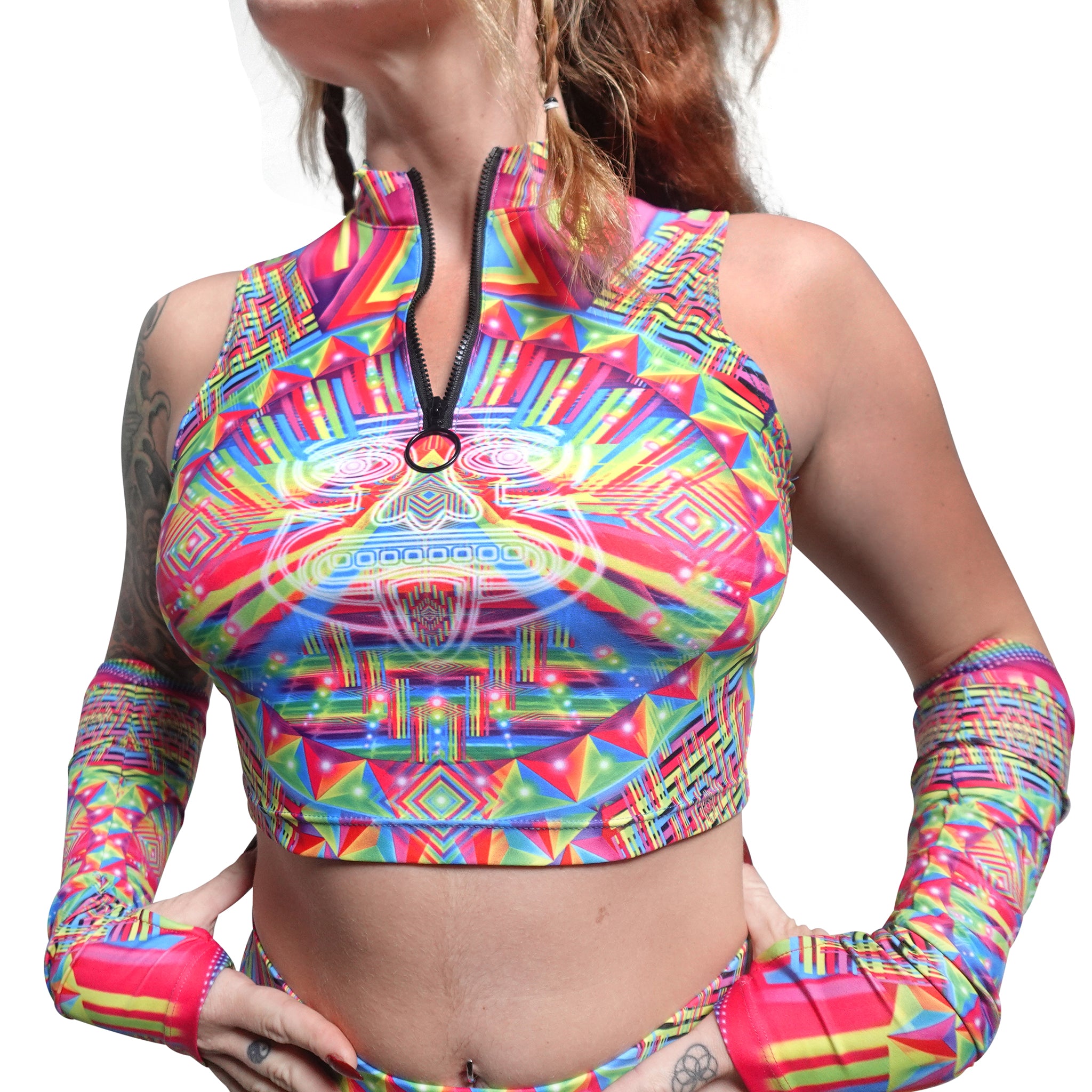 Psytech Half Zip Crop Top