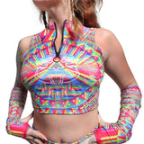 Psytech Half Zip Crop Top