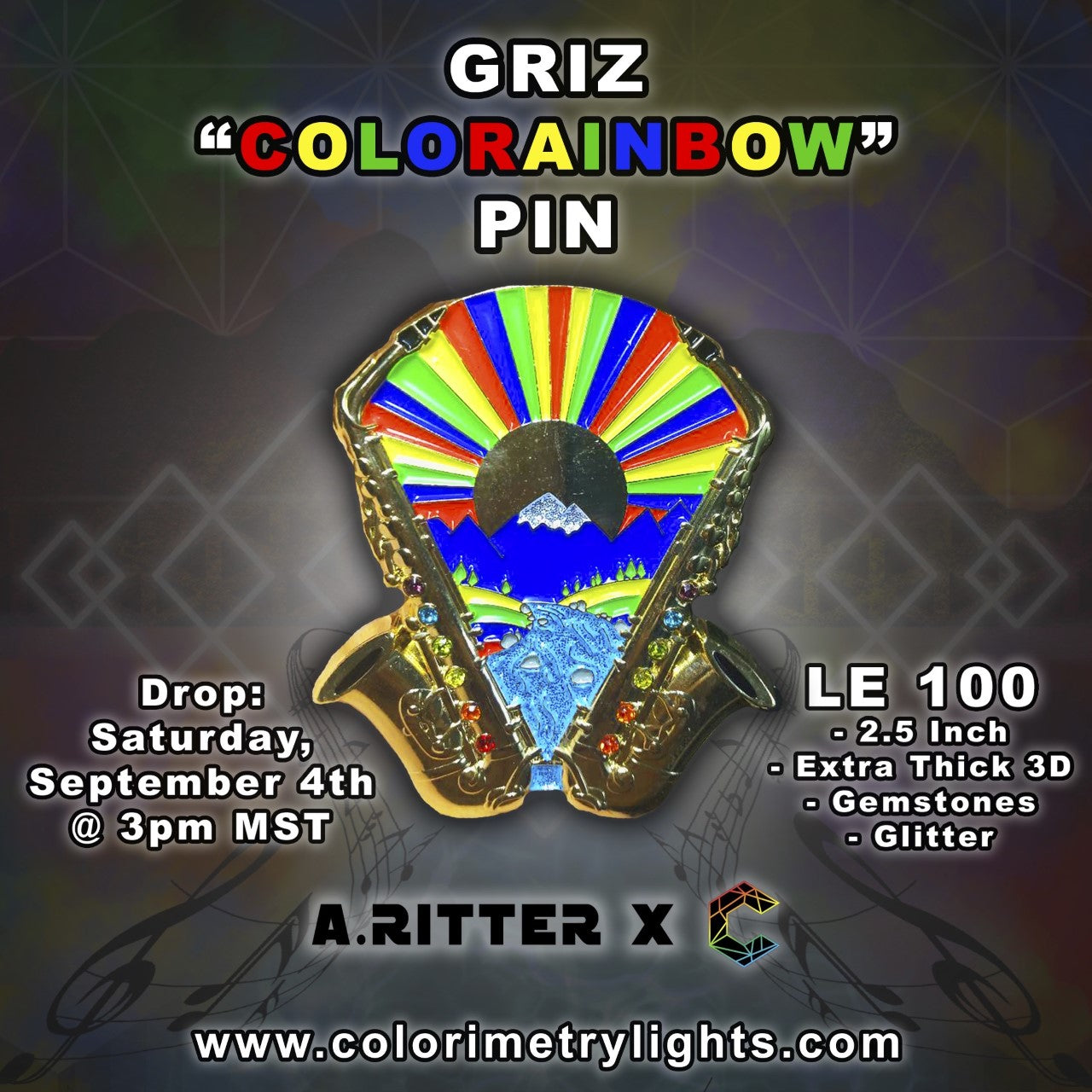Griz "Colorainbow" Pin